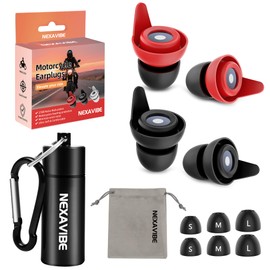 NEXAVIBE Ultra-Soft Motorcycle Earplugs - 27dB Noise Reduction (2 Pairs, 3 Sizes) | Helmet-Compatible with Aluminum Case | Rides, Concerts, Flights | Best Adult Noise Cancelling Earplugs, Travel-Ready