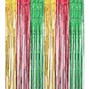 19.68ft x 6.56ft Christmas Foil Fringe Curtains, Red Green Golden