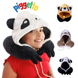 Piggetto Hooded Kids Travel Pillow (Black)