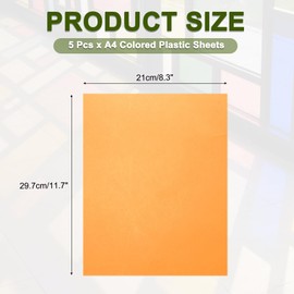 MECCANIXITY 5 Pcs Colored Plastic Sheets, A4 Transparent Amber Film Color Correction Gel Light Filter Waterproof 11.7 x 8.3" Sheet for DIY Crafts,LED Lighting,Photo (Orange)