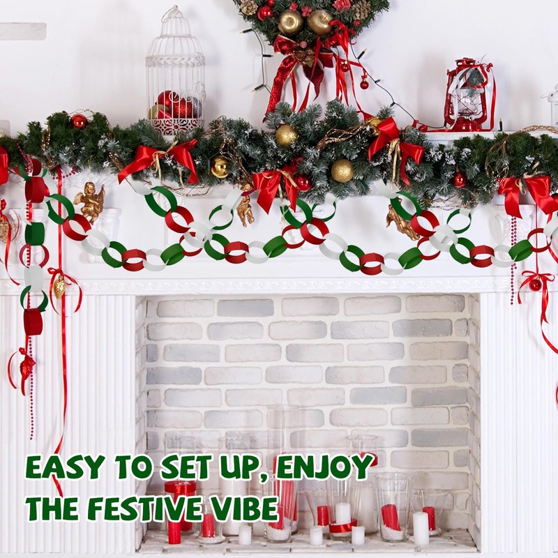 Christmas Colors Paper Chain Strips, Cardstock Craft Strips