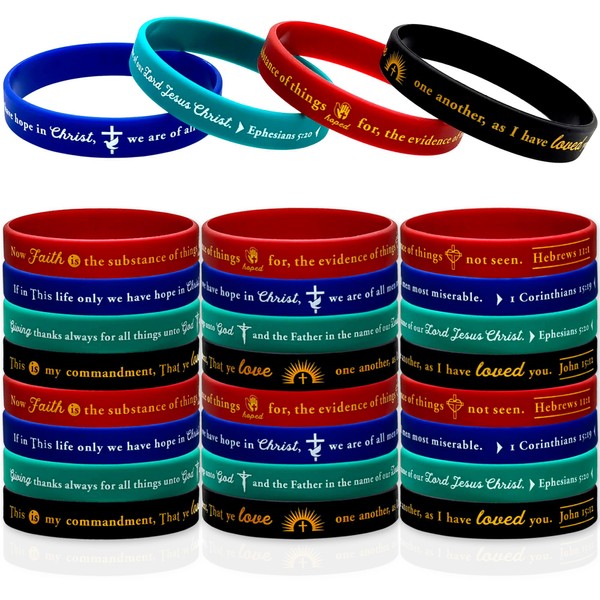 FSHANEE Bible Verses Rubber Bracelets Christian Motivational Bracelets Party Supplies