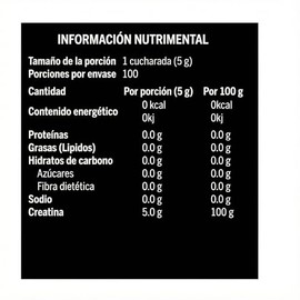 Creatina Monohidratada Alta Pureza | 100 Servicios | 500 g | Sin Sabor | Vegana