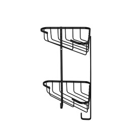Croydex Rust Free Screw to Wall Two Tier Corner Basket Black