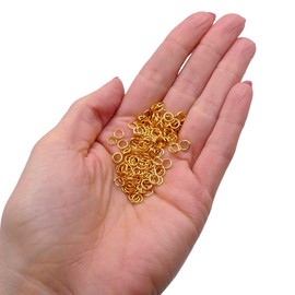 Gold Plated Jump Rings 5mm 400pcs (0.7mm Thickness) for Jewellery Making, Strong Open Jump Rings for Connecting Clasps, Pendants and Findings, Essential Beading Supplies