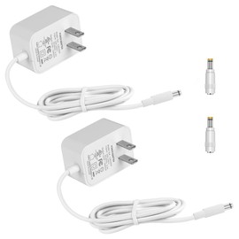 KAKULO 12V 1A Power Supply 100V~240V AC to DC Adapter 5.5 x 2.1mm & 2.5mm for 12volt 100mA 200mA 300mA 400mA 500mA 600mA 800mA 900mA 1000mA Equipment, 5ft Cord (White 2 Pack)