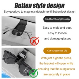 SUNNIFLY Glasses Holder for Car Sun Visor, Snap-on Sunglasses Holder Car, Fits Most Sunglasses, Myopic Glasses (Black)
