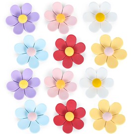 Fidqiog 12 Pcs Flower Fridge Magnets, Colorful Powerful Magnets for Whiteboards, 3D Refrigerator Magnet for Photo Office Locker (Flower)