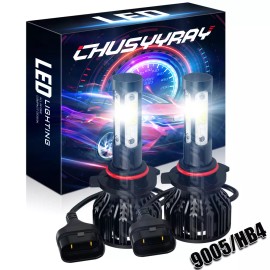CHUSYYRAY 4-Side 9005 LED Headlight Super Bright Bulbs Kit White 30000LM High/Low Beam HB3