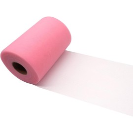Pink Tulle Fabric Roll, 6” by 100 Yards (300FT) Tulle Organza Fabric Spool for DIY Tutu Skirt Baby Shower Decor Wedding Backdrop Crafts Birthday Party Supplies