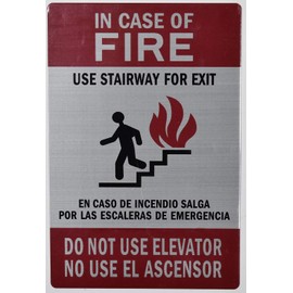in CASE of FIRE USE Stairs Sign (Silver,Size 6X9, Double Sided Tape))