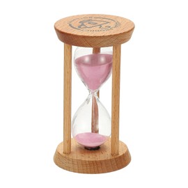 PATIKIL 5 Minutes Sand Timer, 1 Pcs Wooden Sand Watch High Glass Sandglass Timer for Living Room Home Office Restaurant Decoration, Pink