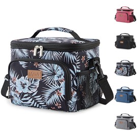 Lifewit Reusable Insulated Lunch Bag for Men, Lunch Box Women, Portable Cooler Freezable Soft Lunchbox Leakproof with Adjustable Shoulder Strap for Adult for Work Picnic or Travel, Flower 9L