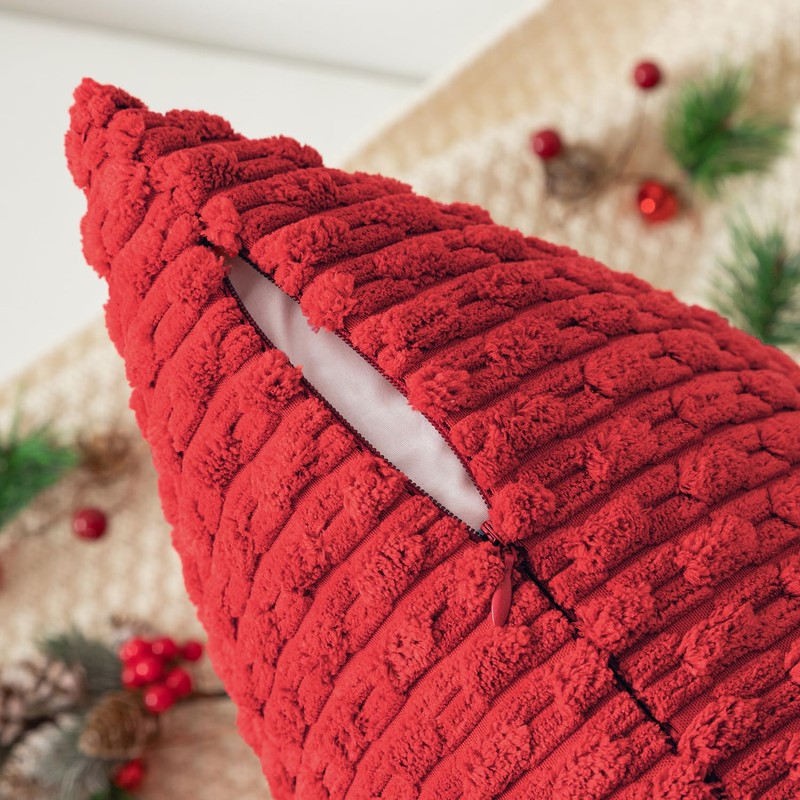 K KEVIN TEXTILE Pack of 2 Red Corduroy Decorative Throw