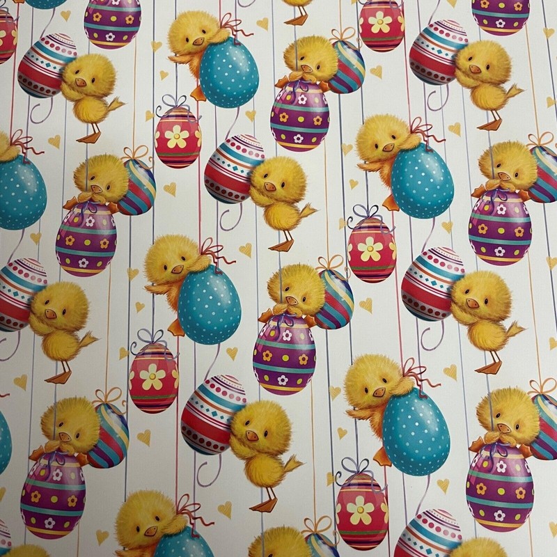 Happy Easter Gift Wrapping Paper - Cute Chicks inside Decorated