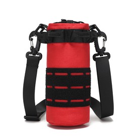 NUZAMAS Water Bottle Kettle Carrier Bag with Adjustable Shoulder Strap Water Bottle Holder Pouch for Outdoor Camping Hiking Running Red