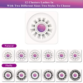 QDMEYEA DIY Eyelash Extensions 0.07-D Curl 10&12mm Natural Mixed Length 12 Clusters Soft Wispy Light 3D Effect Natural Individual Cluster Lashes Home Eyelash Extensions D Curl Lashes Mixed Length Pack(10&12mm, 0.07-D-Natural)