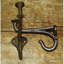 Vintage 1 Cast Iron Tack Saddle Hook Style Coat Hooks Hat Hook Rack Hall Tree Brown