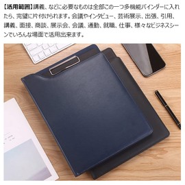 Costowns ct-61 Bi-Fold Binder, Clipboard, A4, Clip File, Thick, Hand, PU Leather, Document Contract Folder, Holds 100 Sheets of A4 Document Paper, Includes Pen Holder, Multiple Size Pockets, Business