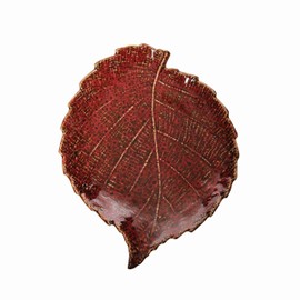 Gallerie II Harvest Fall Beautiful Functional Table Décor 9 x 7 Inch Stoneware Unique Colorful Serving Plate Platter, Red Leaf