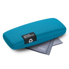 FEFI - Hard case glasses case with cover made from recycled PET bottles - With glasses cleaning cloth, blue