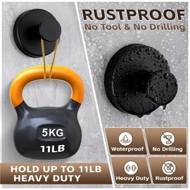 Supopular Reusable Heavy Duty Suction Cup Hooks for Kitchen/Bathroom/Shower - Wet-Proof Hooks for Towels, Robes, Loofah&Wreaths/No Drill Mounting on Glass, Tile, Metal (2, Matte Black)