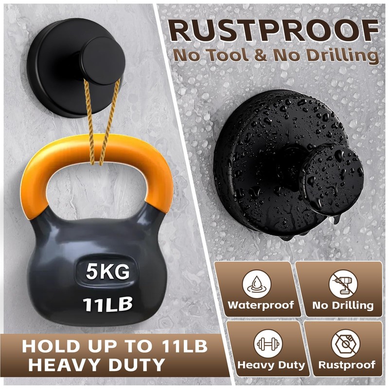 Supopular Reusable Heavy Duty Suction Cup Hooks for Kitchen/Bathroom/Shower -