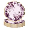WRAPAHOLIC 25Pcs Floral Paper Plates - 9 Inch Beautiful Purple