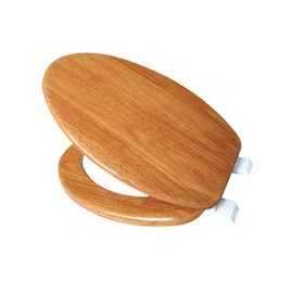 J&V Textiles Elongated Toilet Seat With Easy Clean & Change Hinge (Wooden)