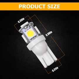 HZEL 20PCS T10 194 Car LED Light Bulb, 5SMD 5050 12V 168 W5W 2825 Vehicle Wedge License Plate Bulb, Automotive Interior Dome Map Door Trunk Courtesy Dash Lamps Accessories, Universal Fit (White)