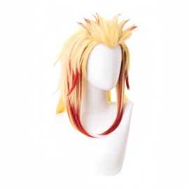 Hamish Flame Hashira Rengoku Kyoujurou Wig Flame Hashira Kyoujurou Cosplay Wig with Wig Cap Heat Resistant Hair Anime Cosplay Wig