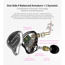 Five Driver Headphones,KZ ZS10 PRO High Fidelity Noise-Isolating Earbuds/Earphones with Detachable Cable 2Pin 0.75mm (without MIC, Sand Black)