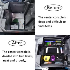 TACOBRO [Full-Coverage Center Console Organizer Compatible with 2019-2022 Chevy Silverado 1500/GMC Sierra 1500 and 2020-2023 Silverado/Sierra 2500/3500HD Accessories, Armrest Insert Tray,Black