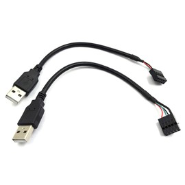 Duttek 9 pin USB Header to USB Cable, USB 2.0 Type A Male to Dupont 9 Pin Female Header Motherboard Cable Cord (AM to 9Pin 0.2M)(2 Pack)