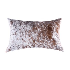 Natural Torino Cowhide Throw Pillows with Poly Insert | Accent Pillows Handcrafted from 100% Cow Hide, SP Brown & White, 12 in x 20 in