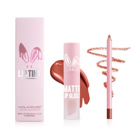 VIOLA HOUSE Lipstick Lip Liner Set, Matte Lipstick Liquid, Lip Liner Pencil, Waterproof and Non-Fade, Nude Lip Liner Lip Gloss (6)