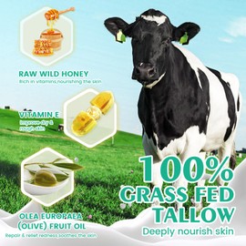 Beef Tallow Cream, Beef Tallow and Honey Balm, Beef Tallow Skincare, Beef Tallow Cream for Body and Face, Beef Tallow Organic, Quick-Absorbing, Organic Beef Tallow for All Skin Types