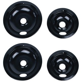 Certified Appliance Accessories Replacement Drip Bowls, Style A, 2 Large 8 Inch & 2 Small 6 Inch, for Whirlpool, Kenmore, Frigidaire & Maytag Electric Ranges, Black Porcelain