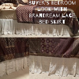 Brandream King Size Luxury White Lace Bed Skirt Romantic Girls Bed Sheets Elegant Teen Skirted Sheet