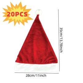 HJYDGJ Pack of 20 Santa Hats 28 x 35 cm Christmas Hat Adult Christmas Hats Santa Hats Christmas Hat Red