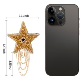 5Pcs Rhinestone Star Tassel Repair Patches, Shiny Five-Pointed Star Pattern Iron on Patches for Hats Jeans Bag Dress Pants DIY Accessories