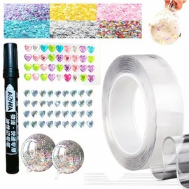 14pcs/set Nano Tape Bubble Kit, Including Nano Tape, Colorful Sequins, Marker Pen, Straws, Stickers, DIY Creative Toys, Parent-child Interaction, Summer Gift, Childlike Toys