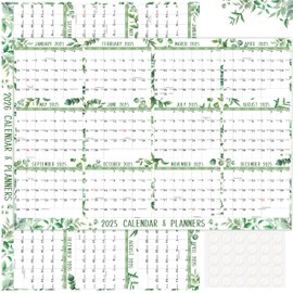 2025 2026 Yearly Wall Calendar Dry Erase Calendar for Wall 32" x 48" Large Erasable Monthly Wall Calendar Wet & Dry Erase Wall Calendar Yearly Planner, Jan. 2025 - Dec. 2026 Double-Sided Green