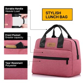 HOMESPON Insulated Lunch Bag for Women Men Lunch Box Cooler Lunch Tote for Work Picnic (Rose)
