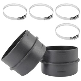 2 Pieces Exhaust Hose 75 mm Kit, Ventilation Pipe with 4 Clips, Professional Plastic Pipe Connector, Round Duct Ventilation Pipe, for Air Circulation and Ventilation (Black)