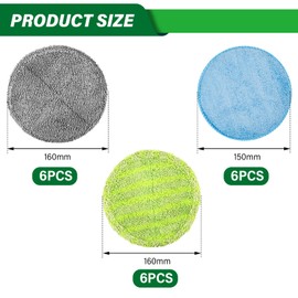 18 Stück Mikrofaser Pads Geeignet für Hurricane Floating Mop, Mop Ersatz-Pads 16cm Runde mit Mikrofaser-Pad und Scheuer-Pad