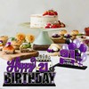 LINGTEER Happy 21st Birthday Purple Acrylic Table Topper Centerpieces Set