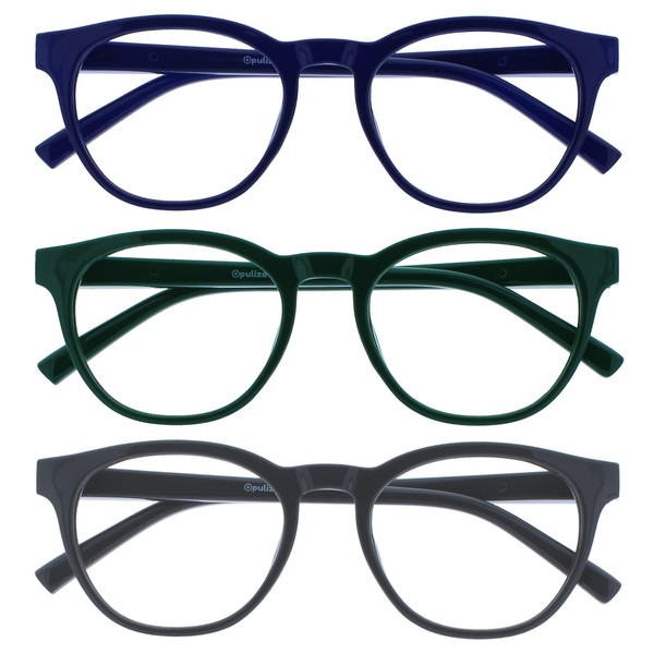 OPULIZE Blu 3 Pack Retro Blue Light Blocking Glasses Blue