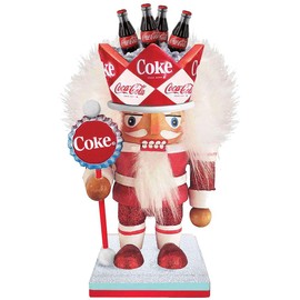 Kurt Adler CC6181 8 Inch Tall Wooden Holiday Decorative Festive Coca Cola Inspired Christmas Nutcracker with Flat Bottom, Red and White
