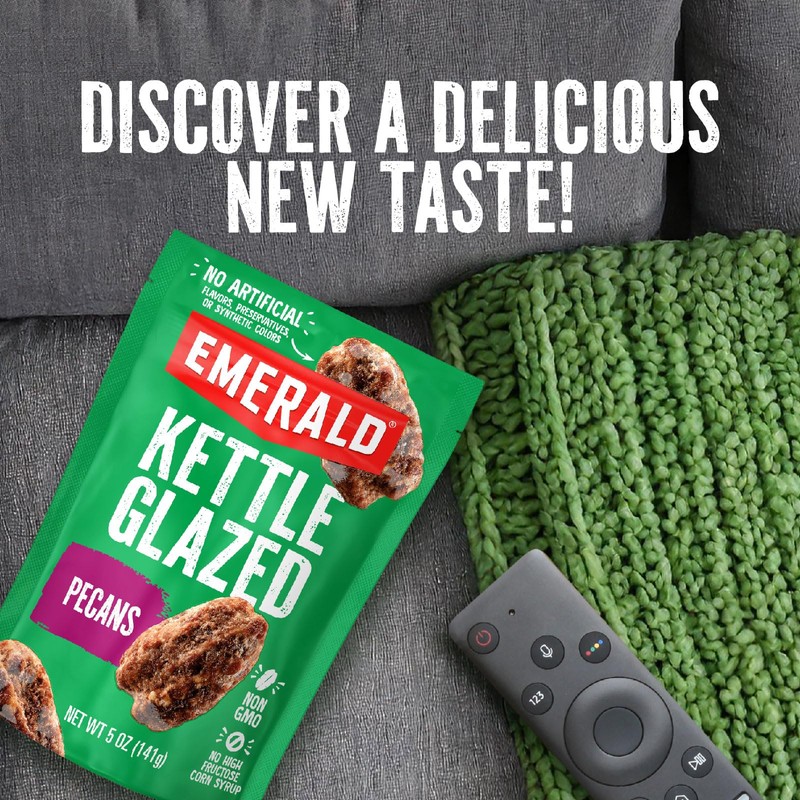 Emerald Nuts Kettle Glazed Pecans (1-Pack), 5oz Resealable Bag, Kosher